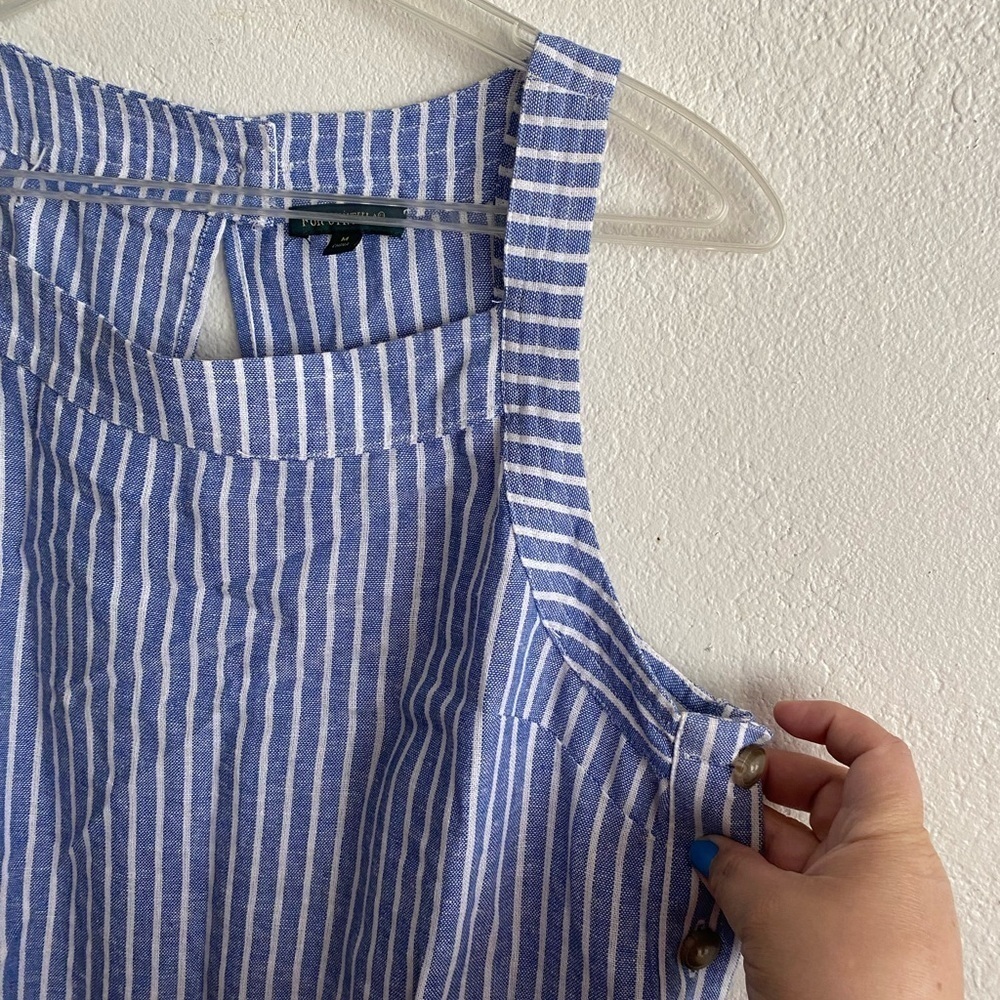 For Cynthia Linen Blend Striped Knee Length Shift Dress M - Picture 6 of 11